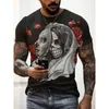 2023 Men'in T-Shirts Yaz Trendi Moda Erkekler Büyük Boy T-Shirt Avrupa ve Amerikan Sokak Bisikleti 3D Baskılı Giysiler Gevşek O-Neck T-Shirt