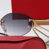 Rote, ovale Mode-Sonnenbrille, Designer-Damen-Strandsonnenbrille mit Farbverlauf, klassisch, rahmenlos, für Männer, Gold, Sinn für Luxus, Herren-Sonnenbrille, trendige kleine Brillenfassung, heiß