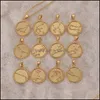 Colares pendentes 12 Colar de constela￧￣o Gold Crystal Coin Pingentents Choker Sign Cheker Astrology for Women Fashion Jewelry 22 DHKU4