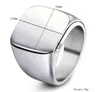 Simple Style Square Big Width Signet Ring Solid Polished Stainless Steel Biker Rings for Men Women Ideal Gift for Dad Boyfriend 4 colors