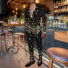 남자 tracksuits 2022personalized 패션 거리 그라데이션 패턴 셔츠 3D 인쇄 긴 소매 옷깃 세트 캐주얼 라운드 넥 풀오버