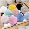 Accessoires pour cheveux Outils Produits Doux Fourrure De Lapin En Peluche Bandes Élastiques Chouchous Femmes Filles Porte-queue De Cheval Corde Fourrure Pompon Cravates Drop Del