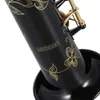 Saxofone soprano reto de latão, instrumento de sopro plano bb b, concha natural, padrão de escultura em chave com estojo de transporte