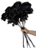Eén zijden single stengel roze bloem kunstmatige zwart wit rood roze rosa fleur voor bruiloft xmas home decoratie