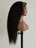 Şeffaf Kinky Düz Dantel Ön Peruk Önceden Kapanmış Yaki Brezilya Tam Dantelli İnsan Saç Peruk Kadın
