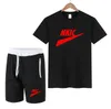 Summer Casual Męska T-shirt Dres Suit Luksusowy Marka Krótki Rękaw Zestaw Drukowane Bawełniane Koszule Jogging Spodnie dresowe Mężczyzna Sportswear