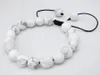 Bracciale Shamballa con pietre preziose, tutti perline rotonde in pietra turchese BIANCA da 10 mm1306082