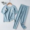 Herfst baby kinderen thermisch ondergoed kinderen kleding sets naadloze slaapkleding voor jongensmeisjes pyjama sets winter tieners kleding 220706