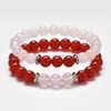 8mm Black Red Onyx Couple Beaded Bracelet White Agate Natural Stone Bracelets bangle for Men Women Fashion Fine jewelry