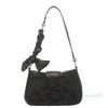 Luxur Design Bowtie Bag for Women Fashion Lace Underarm Bag Canvas Pu Patchwork Texture Shoulder Bags