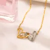 Never Fading 14K Gold Plated Luxury Brand Designer Pendants Necklaces Stainless Steel Double Letter Choker Pendant Necklace Chain 255O