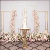 Hot Selling decoration Wedding Flower Stand Stainless Steel Rectangle Golden Frame Metal Panel Backdrop imake0038