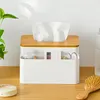 Desktop Tissue Box Multi-Function Living Room Bamboo Lid Paper Holder Box Cover Remote Control Hotel Storage Boxes by sea BBB15483