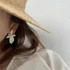 Koreanska hartsblommor örhängen för kvinnor flickor elegant pärla boll bröllop oorbellen party smycken