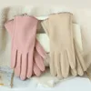 Cinq doigts gants mode femmes hiver en peluche Simple couleur unie laine artificielle doublure chaud extérieur écran tactile mitaines