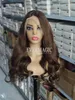 Celebrity Style Balayage Brown Tone Deep Part Lace Front Wigs Super Natural Hair Line