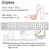الصنادل eilyken سلسلة المعادن الديكور عودة مرونة الفرقة النساء الصنادل عالية الكعب الصيف الأزياء pvc شفاف السيدات مضخات الأحذية 220318