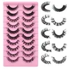 Cat Eye lashes Fluffy Faux Mink Lashes Russian Strip Curl False Eyelashes 8D 3D Wispy Curling Eyelash Dramatic Natural Long Thick Volume 10 Pairs