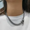 Kolye Kolyeler Tıknaz paslanmaz çelik büyük kafatası cazibesi kolye erkekler için kadınlar Küba kaldırım zinciri geçiş tokası toka punk gotik mücevher hediyesi