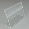 Acrylic T1 3mm Clear Plastic Table Sign Tag Label Display Paper Promotion Card Holders Small L Shape Stands 50pcs300S3305254