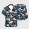 Męska koszula męska Summer American Staffordshire Terrier Hawaiian Set 3D Printed Hawaii Beach Shorts Mężczyźni dla kobiet zabawny pies