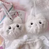 Bras Setleri Sevimli Japon Kız Tatlı Peluş Seksi Dantel Sutu Seti İç çamaşırı takım elbise çizgi film animie kedi kulaklar Emoidery kadın iç çamaşırı brifes