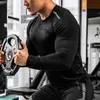 Automne hiver Gym Hommes T-shirt Casual Manches Longues Tops T-shirts spandex élastique T-shirt Sports Fitness respirant Séchage Rapide Chemise L220704