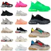 Luxury Designer Triple S Mens Womens Casual Shoes Black White Clear Sole Blue Neon Green Yellow Pink Rainbow Designer Sports Sneakers Trainers