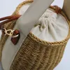 2022 Designers mode geweven lederen emmerzakken draagbare mand handtas stro houtachtige tote vat portemonnee buiten reizen strandzakken crossbody shopping pack handtas