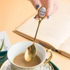 Luxury Glod Stainless Aface Spoon para cafeteria especializada de leite de leite talheres de cozinha ferramenta de casamento memórias de casamento presente