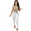 Cutubly Diamond Sheer Mesh Jumpsuit Elastic One Shoulder Party Rompers And Jumpsuits For Women Long Sleeve Romper 220714