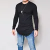 Solid Oversized 3XL Long Sleeve Irregular Men T shirt Custom P o Text Printed Punk Cool Male Tees Shirts Man Top T shirt 220621