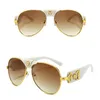 Luxus-Designer-Sonnenbrille mit übergroßem Rahmen aus Leder für Damen und Herren