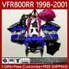 OEM Bodys para Honda VFR 800RR 800 CC RR Interceptor 1998-2001 128No.151 VFR-800 Repsol Blue VFR800 RR VFR800RR 98 99 00 01 800cc VFR800R 1998 1999 2000 2001 Kit de justo