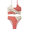 2022 Nowe Letnie Kobiety Solidne Bikini Zestaw Push-up Braked Bra Swimsuit Stroje Kąpielowe Trójkąt Kitcher Suit Siatek Biquini