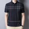 BROWON Business Polo Shirt Mannen Zomer Casual Losse Ademend Antirimpel Korte Mouwen Plaid Mannen Polo Shirt Mannen Tops 220608