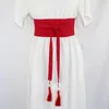 Ceintures couleur unie coton lin ceinture à franges pour femmes Style chinois rétro Hanfu Cummerbunds largeur dame Corset taille ceintures