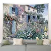 Tapestry Street Flowers Tapestry Tapestry European Style Vintage Building Green Plant Ho