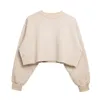 NOWOŚĆ S XL 9 Kolory Solid Khaki Kobiety jesienne zima swobodne pullover długie rękawa luźna bluza z krawędzi żeńska uprawy LJ200808