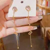 Dangle & Chandelier Fashion Gold Pink Crystal Letter Tassel Long Earrings Personality New Jewelry