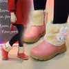 Kinder Warme Baumwolle Stiefel Kinder Schnee Stiefel Dicke Plüsch mit Niedlichen Kaninchen Gummi Stiefel Für Kleinkinder Baby Mädchen Mode LJ201202