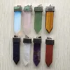 ペンダントネックレス天然アメジストQuartz Tiger Eye Green Aventurine Stone Sword Pendants for Jewelry Marking Wholesale 8pcs/lot