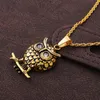 316l de aço inoxidável colares masculinos pingentes coruja animal retro ouro gótico jóia jóias punk jóias