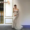 2022 Abiti da sposa a sirena a maniche lunghe di lusso con strascico staccabile Vintage Collo alto Plus Size Abito da sposa musulmano Immagine reale195K