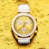 Planeta biocerâmico Lua Mens relógios de função completa Quarz Chronógrafo Missão de Relógio para Mercury 42mm Nylon Luxury Watch Edition Limited Master Wristwatches