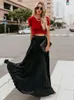 Skirts Fashion High Waist Elegant Vintage Long Skirt Women 2022 Spring Summer Big Hem Pleated Black Maxi Womens Jupe FemmeSkirts