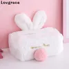 Sweet Color Pink White Plush Box Drable Home Car El Sofa Paper Tissue Holder Serve Case Pouch Girls Gift 220611