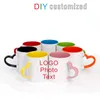 350 ML 11 oz Tasse En Céramique DIY Photo Coeur Forme Poignée Couleurs Tasses Photos Personnelles Impression Sublimation Bouteille D'eau Gobelets sxjun12