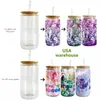 12oz 16oz 20oz Sublimation Tassen Doppelwandglas Dose Blankglas Tumbler mit Bambusdeckel Biersaftbrillen Tasse Schnelle Lieferung