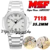 MSF 7118-1200A-010 CAL.324SC MS324 Ladies automáticas Relógios 35,2mm de textura de prata Diamantes moldura de aço inoxidável Super Versão Eternity Womens Womens Relógios
